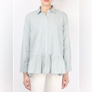 NWT THE GREAT.
THE DROP RUFFLE OXFORD - INDIGO STRIPE